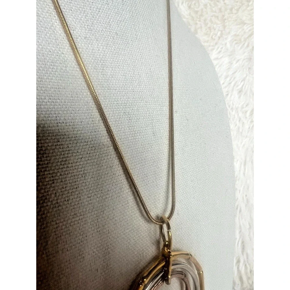 Park Lane Necklace‎ Mixed Metal Gold Silver Rose Circle Pendant Snake Chain 17